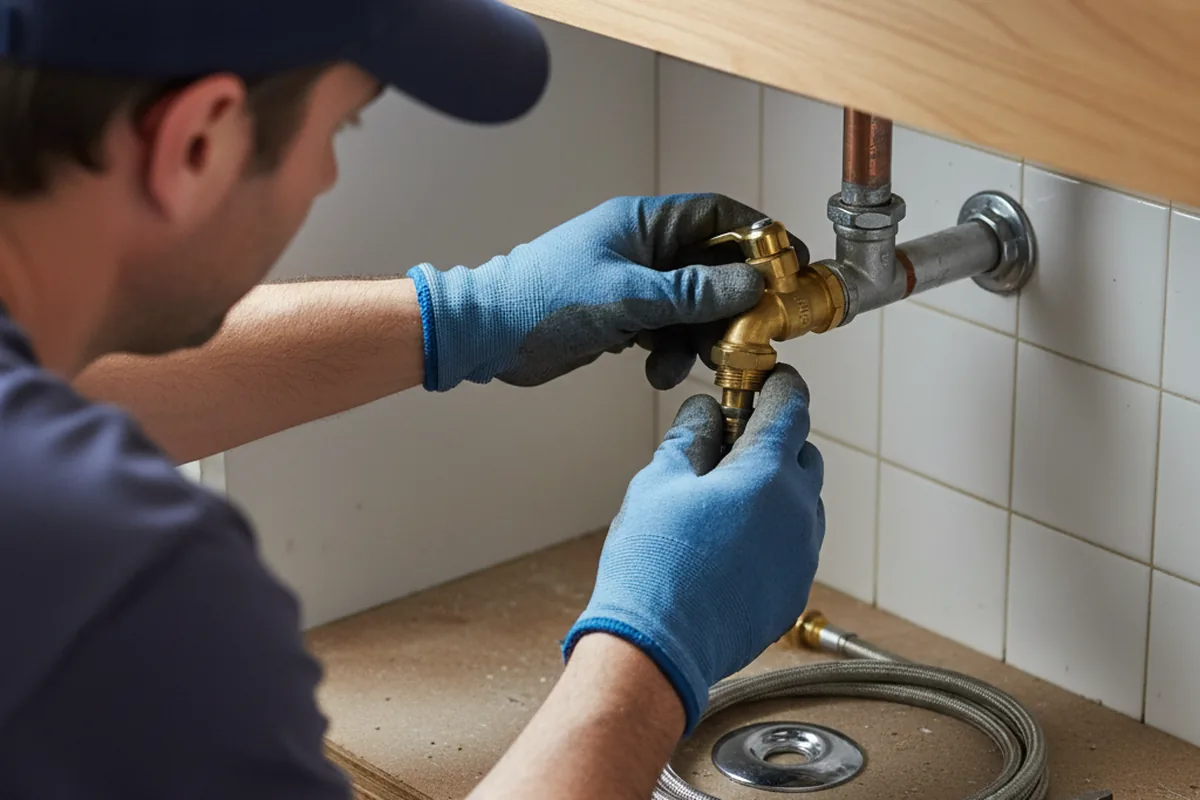 Shutoff valve and fitting work during Burst Pipe Repair in Carthage